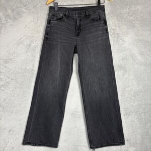 American Eagle Jeans Stovepipe‎ Gray Wide Leg Crop 2 Grunge Streetwear Baddie